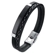 Pulsera de cuero y acero inoxidable para hombre, personalizable