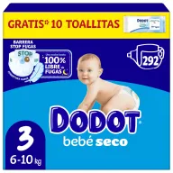 Pañales Dodot Bebé-Seco Talla 3 (6-10 kg) + Toallitas Regalo