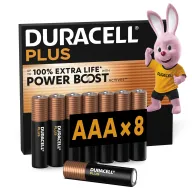 Pilas AAA Duracell Plus - Pack de 8 con 100% más duración
