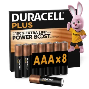Pilas AAA Duracell Plus - Pack de 8 con 100% más duración