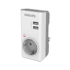 Adaptador de Enchufe Philips CHP4010W10 con Cargador USB