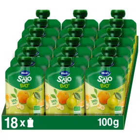 Botella orgánica de plátano, pera y naranja Hero Solo