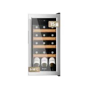 Vinoteca Inox EVVO VT15 - Enfriador Silencioso para 15 Botellas