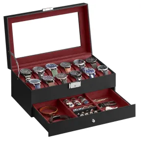 Caja de 12 Relojes SONGMICS con Tapa de Cristal y Cajón