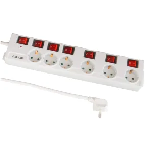 Regleta de 6 enchufes FeinTech MD000652 con USB y protección
