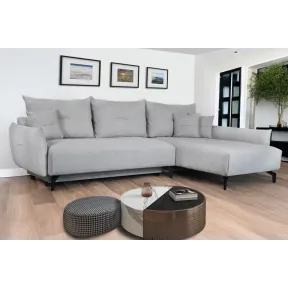 Chaise longue gris STOCKHOLM con cama y arcón 4 plazas derecha