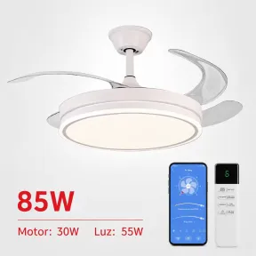Ventilador inteligente LED retráctil 42”, 4 aspas, motor DC