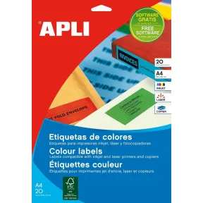 Etiquetas permanentes azules APLI 1596 105x37 mm 20 hojas