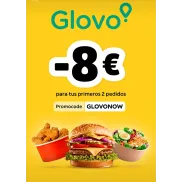 Consigue 8€ de descuento en 2 pedidos de Glovo desde 15€