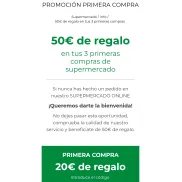 Regala 50€ en tus 3 primeras compras del supermercado