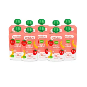 Pouch Ecológicos de Frutas - Pack de 10 Sabor Fresa y Plátano