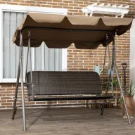 Columpio Exterior 3 Plazas con Toldo y Ratán PE para Patio