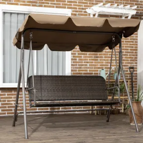 Columpio Exterior 3 Plazas con Toldo y Ratán PE para Patio