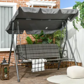 Columpio Exterior 3 Plazas con Toldo Ajustable y Ratán PE