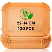Papel Desechable para Freidora de Aire 22x14 cm - 100 Unidades