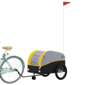 Remolque de bicicleta amarillo de hierro 45 kg vidaXL