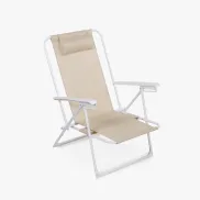 SILLA RECLINABLE DE PLAYA - 5 POSICIONES, Beige y Verde