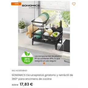 Escurreplatos retráctil giratorio de 360° SONGMICS
