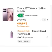 Xiaomi 17T (12GB 512GB) + Altavoz Bluetooth GRATIS 360€