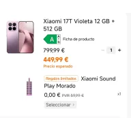 Xiaomi 17T (12GB 512GB) + Altavoz Bluetooth GRATIS 360€