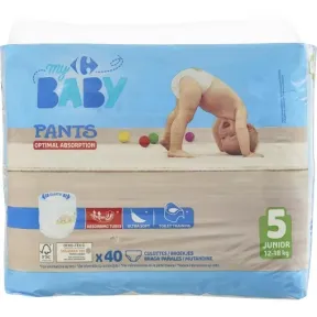 Pantalones Carrefour Baby T5 (12-18 kg) - Paquete de 40 uds