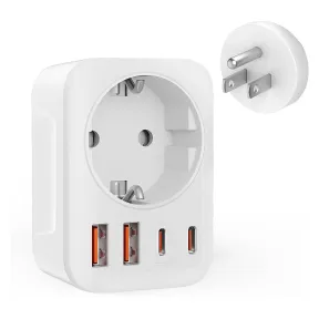 Adaptador 5 en 1 de Enchufe Europeo a Americano con USB