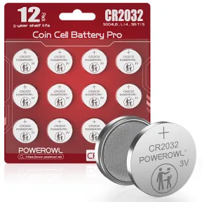 Pilas de Litio CR2032 POWEROWL 3V - 12 Unidades de Larga Duración
