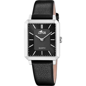 Reloj de Mujer LOTUS con Cuero Negro y Resistencia al Agua