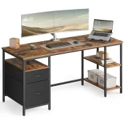 Mesa de Oficina VASAGLE con 3 Estantes y 2 Cajones