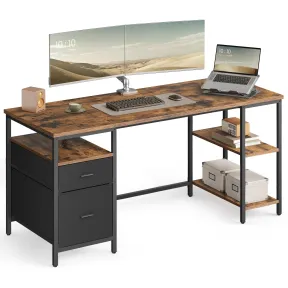 Mesa de Oficina VASAGLE con 3 Estantes y 2 Cajones
