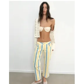 Jeans rectos de tiro bajo con rayas en todas las tallas