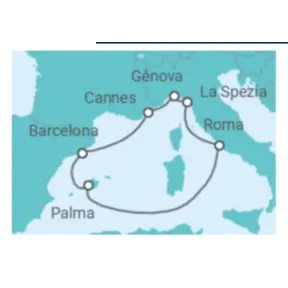 8 días de crucero por el Mediterráneo desde Barcelona en junio