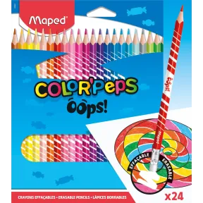 Lápices de Colores Oops - 24 Pinturas Borrables Ergonómicas