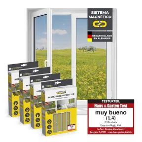 Mosquitera magnética 150 x 130 cm con 12 imanes sin taladro
