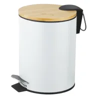 Papelera de Baño 5L con Tapa de Bambú y Pedal Silencioso