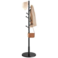 Perchero de Pie Ajustable Tipo Árbol con 8 Ganchos - Negro