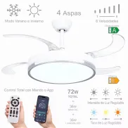Ventilador de techo LED 36W con mando y 6 velocidades