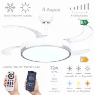 Ventilador de techo LED 36W con mando y 6 velocidades