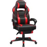 Silla Ergonómica Gaming Negra y Roja con Reposapiés