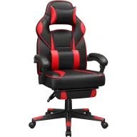 Silla Ergonómica Gaming Negra y Roja con Reposapiés