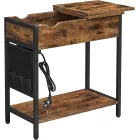 Mesa Auxiliar con USB y Enchufe, Modelo Vintage o Negro