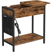 Mesa Auxiliar con USB y Enchufe, Modelo Vintage o Negro