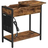 Mesa Auxiliar con USB y Enchufe, Modelo Vintage o Negro