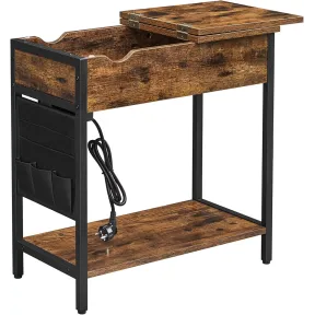 Mesa Auxiliar con USB y Enchufe, Modelo Vintage o Negro