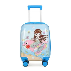 Maleta ABS azul sirena 16 y 20, doble rueda giratoria