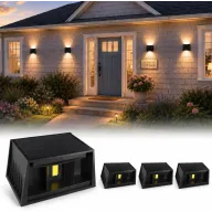 Aplique Solar Exterior Cuadrado 3000K IP65 4 Piezas Negro