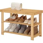 Organizador de zapatos de bambú natural con 3 niveles