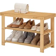 Organizador de zapatos de bambú natural con 3 niveles