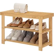 Organizador de zapatos de bambú natural con 3 niveles