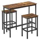 Mesa de Desayuno Industrial con 2 Taburetes Marrón y Negro